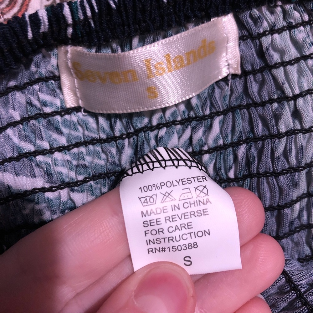 Seven islands Green/black palm print maxi dress with elastic waistband - Picture 3 of 4